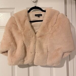 Catherine Malandrino Cream Faux Fur Capelette